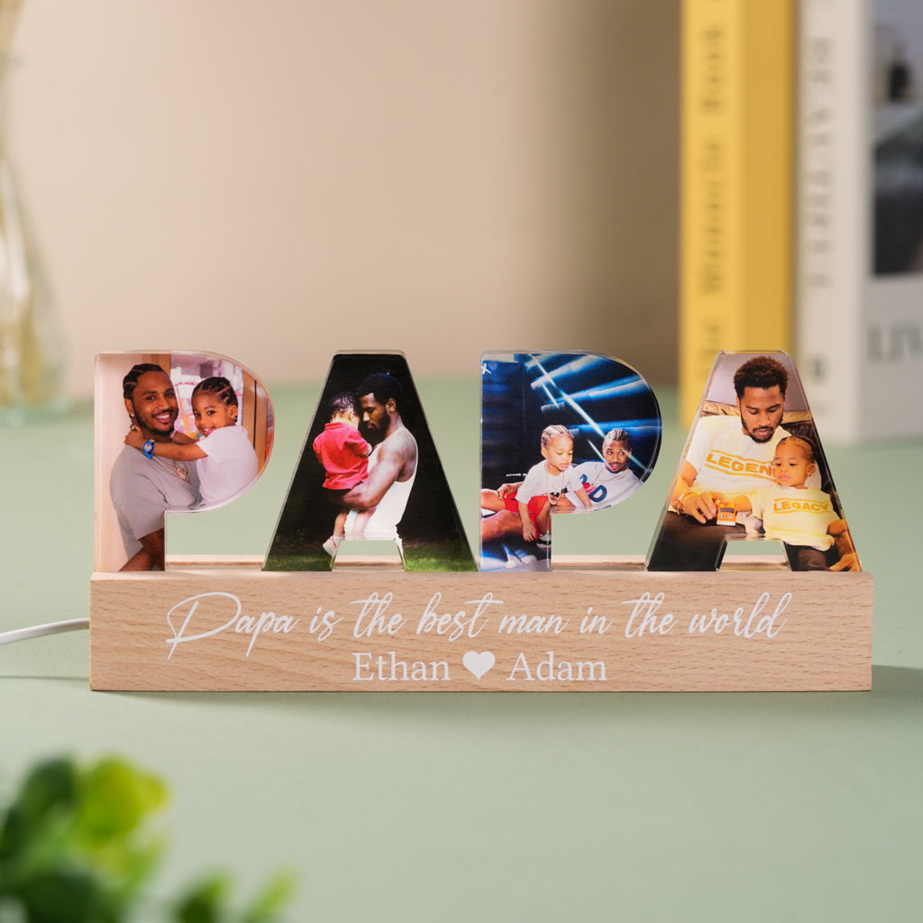 Personalized Acrylic Light – PAPA Letters with Photos, Perfect Gift For Dad, For Husband