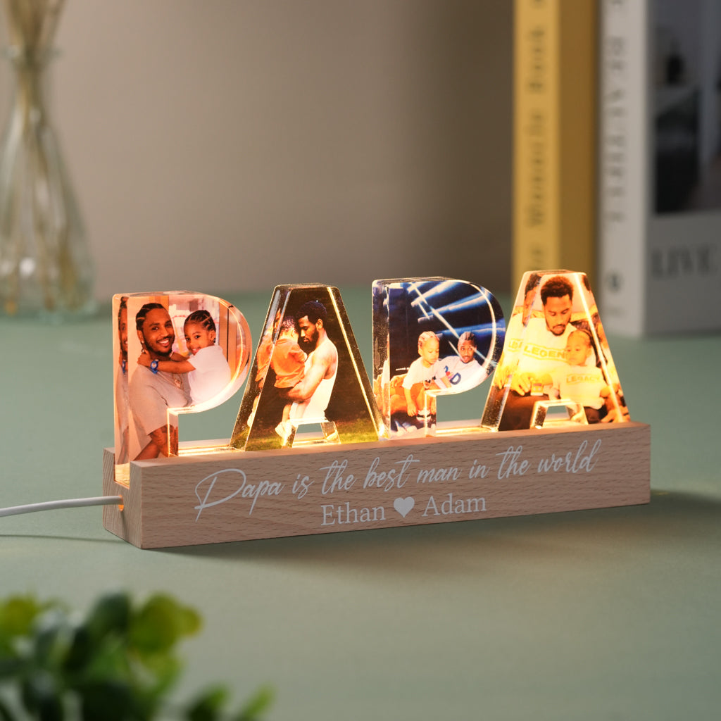 Personalized Acrylic Light – PAPA Letters with Photos, Perfect Gift For Dad, For Husband