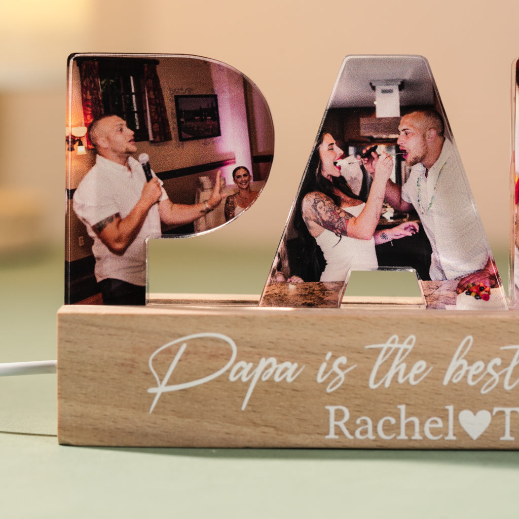 Personalized Acrylic Light – PAPA Letters with Photos, Perfect Gift For Dad, For Husband
