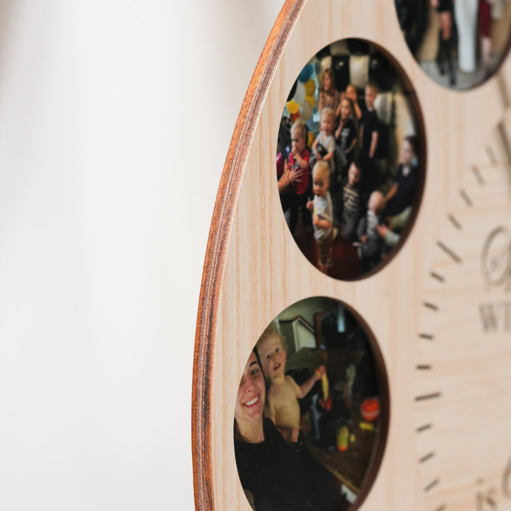 Wooden Clock Personalized Photos - Perfect Gift For Family & Couple