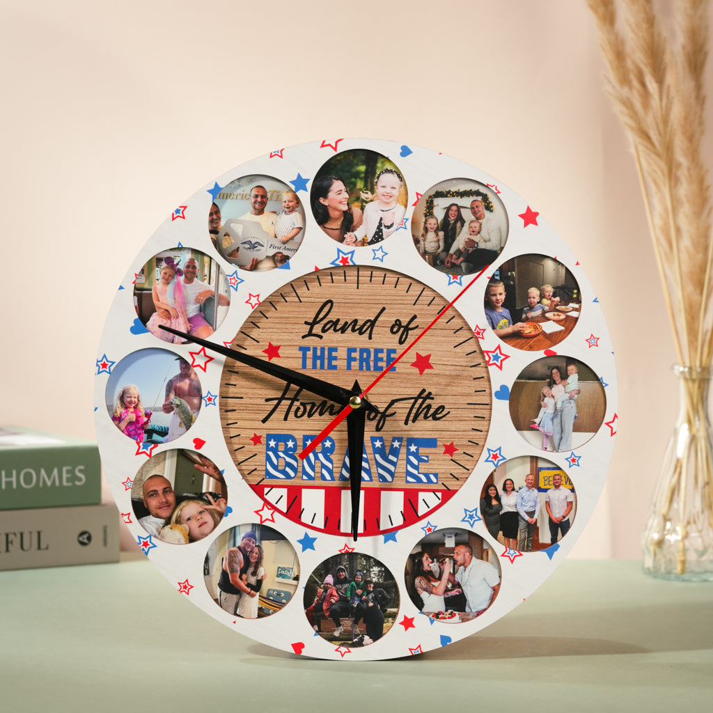 Wooden Clock Personalized Photos - Perfect Gift For Family & Couple