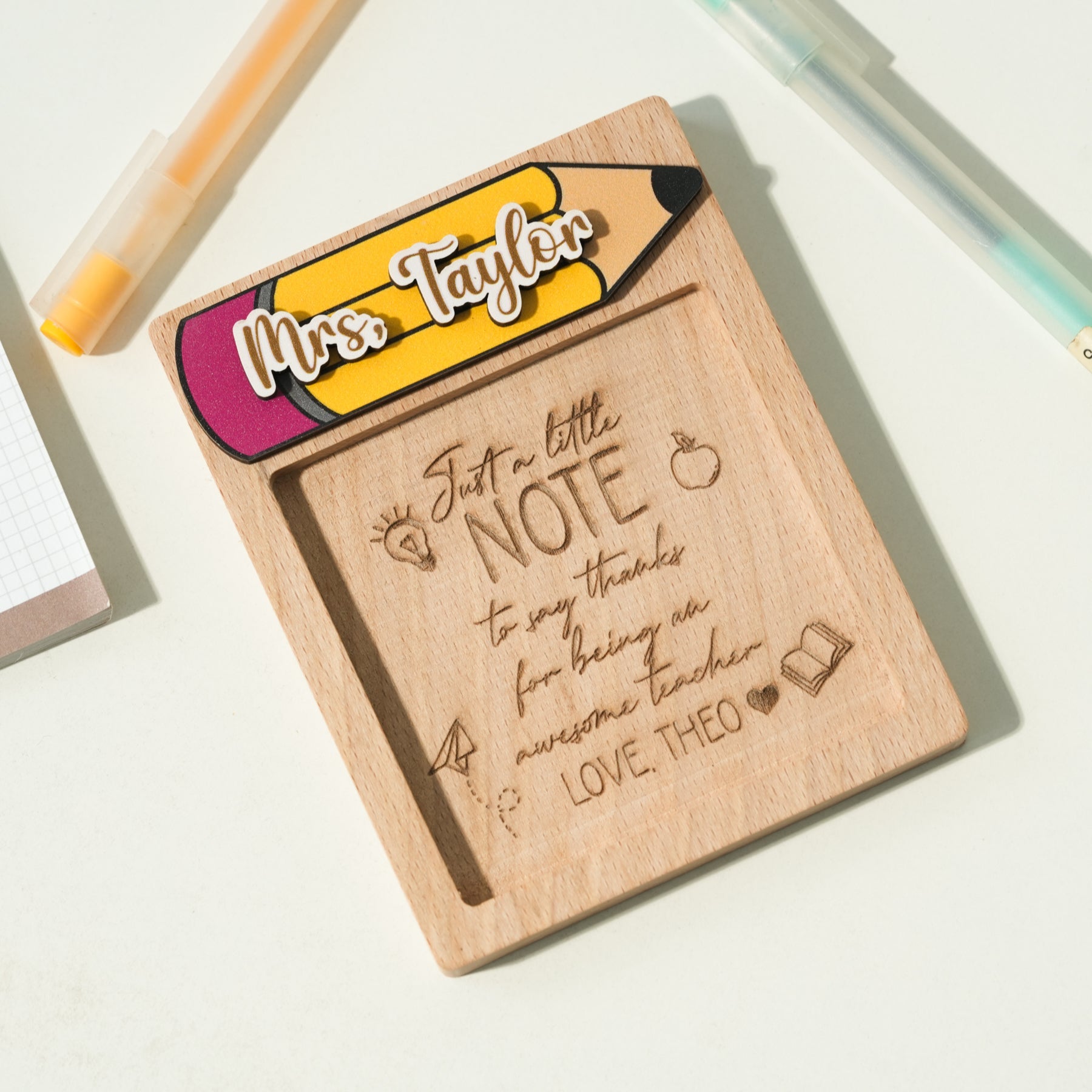 Sticky Note Pad Holder Gift, Personalized Note Pad Holder for your Teachers and Friends