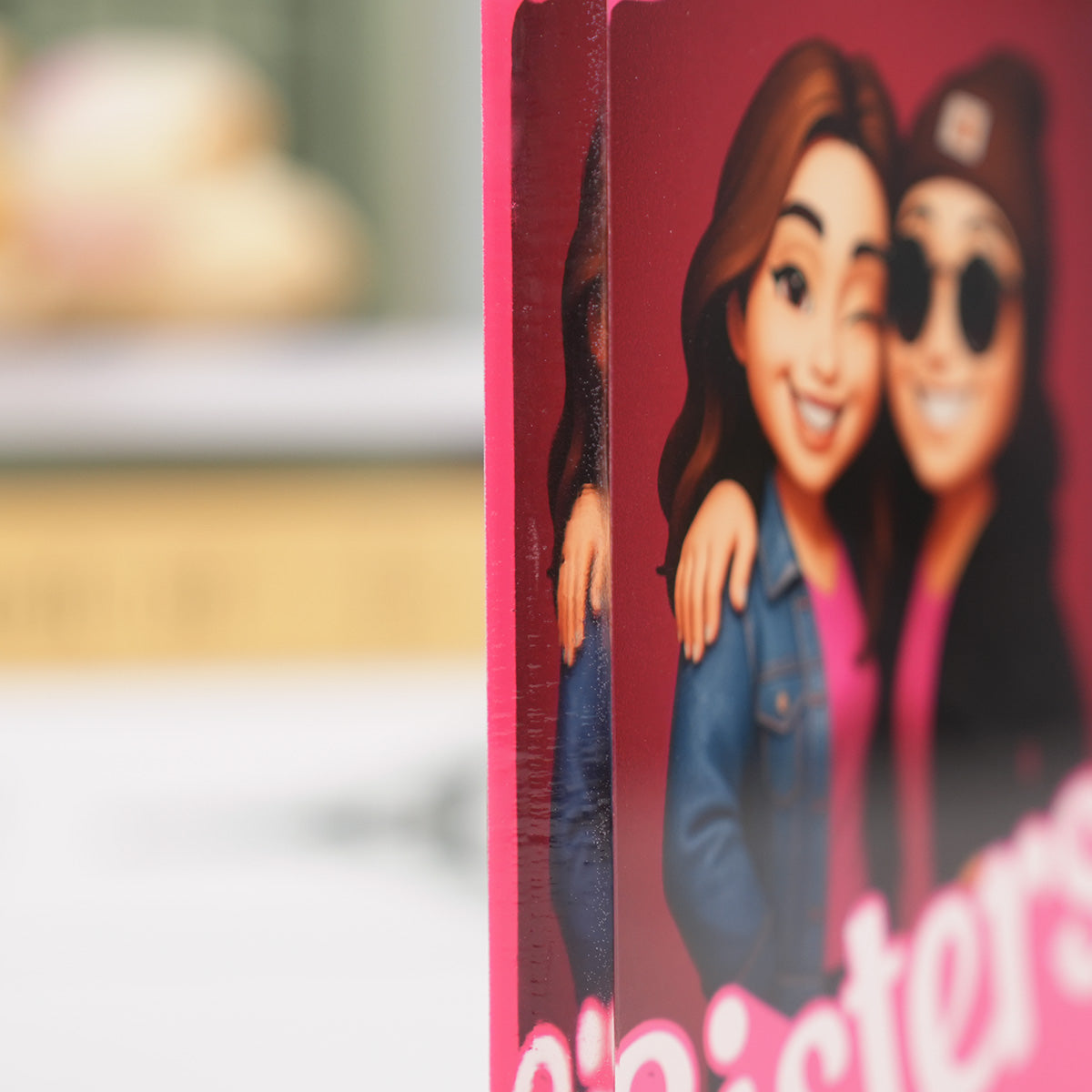 Besties Forever - Sisters Forever - Partner in crime Pink Action Figure 3D Effect, Personalized Acrylic Plaque, Meaningful Gift For Best Friend