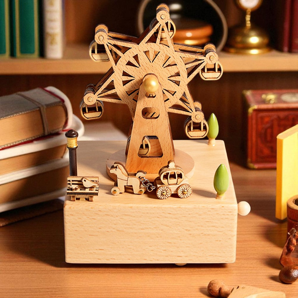 Musical Wooden Ballerina Carousel Keepsake, Engraved Name Music Box, Personalized Wooden MusicBox