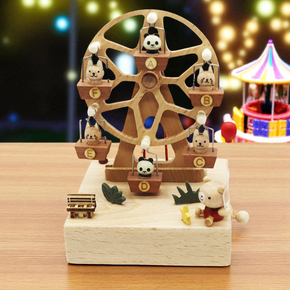 Musical Wooden Ballerina Carousel Keepsake, Engraved Name Music Box, Personalized Wooden MusicBox