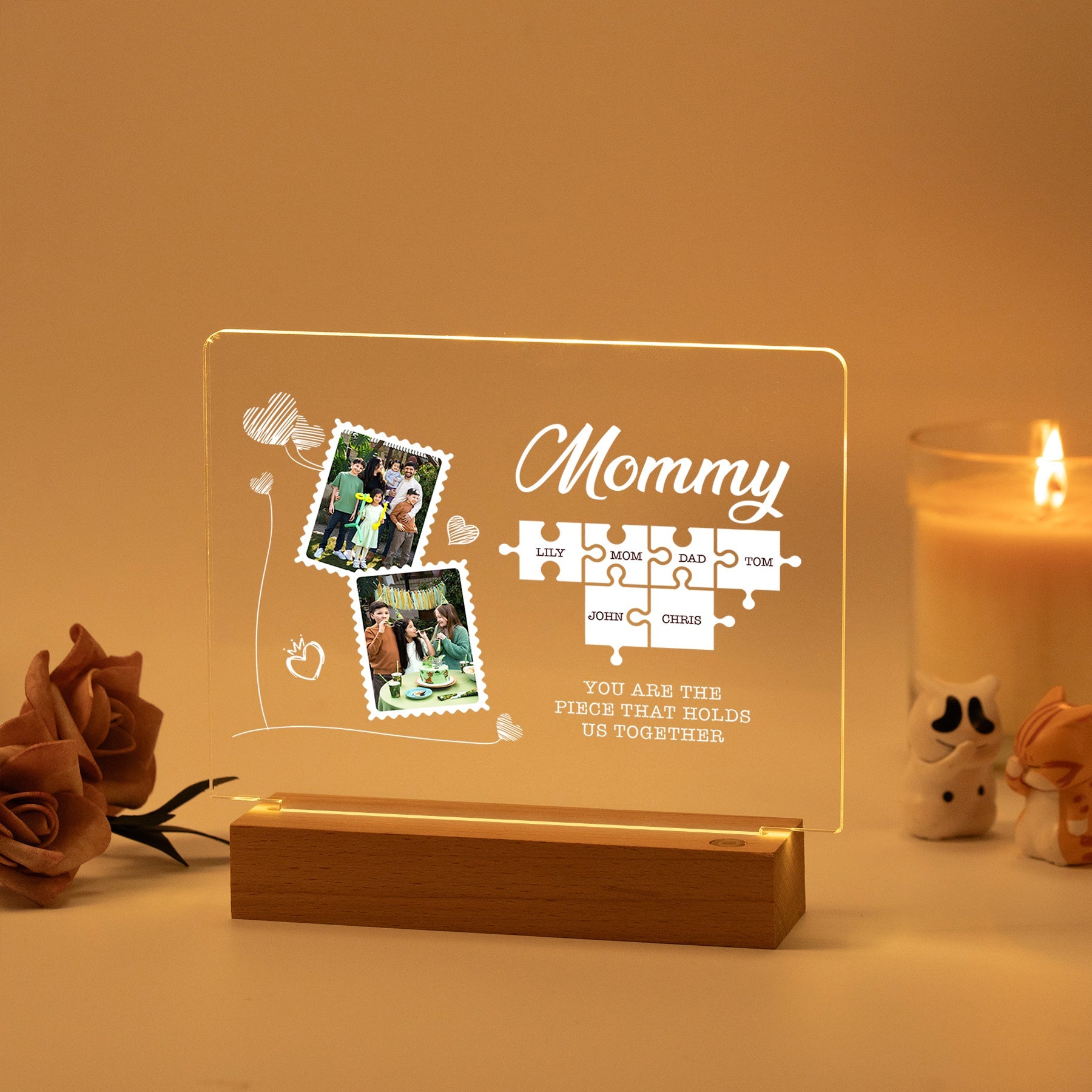 Custom LED Light Frame - Puzzle Piece That Connects Us All