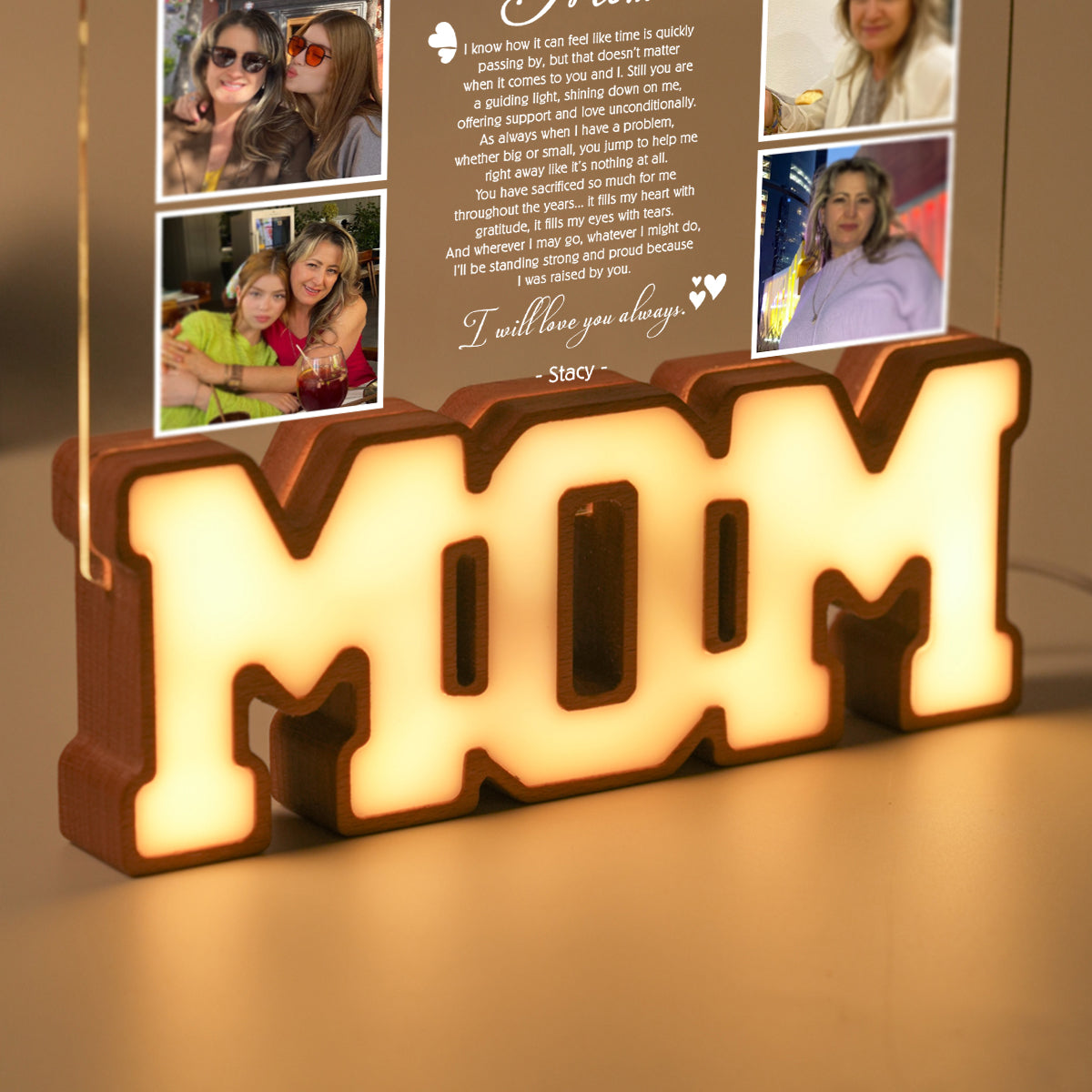 Personalized MOM Letter Night Light - A Message to Mom from the Heart