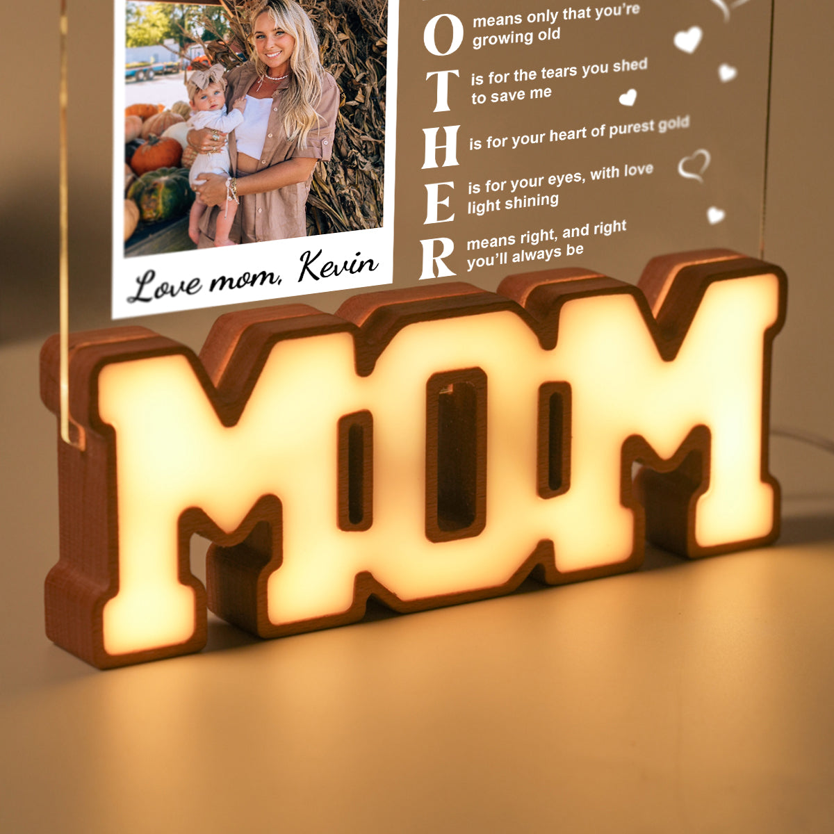 Personalized MOM Letter Night Light - Mother Meaning