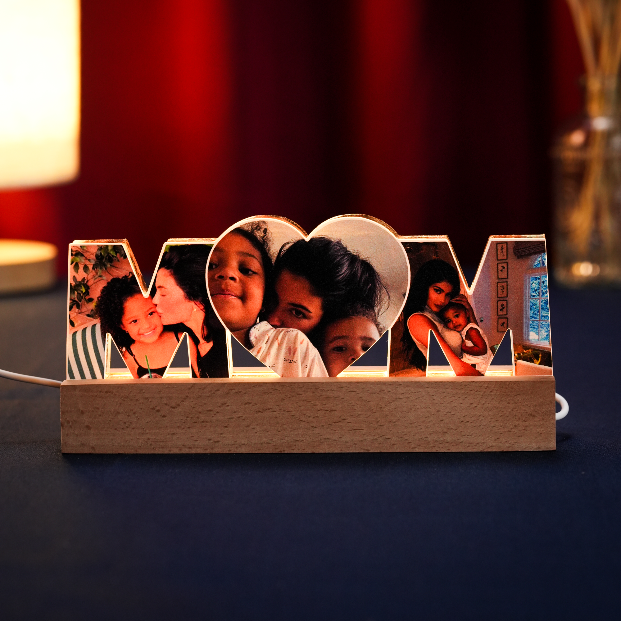Personalized Acrylic Light – MOM Letters with Photos