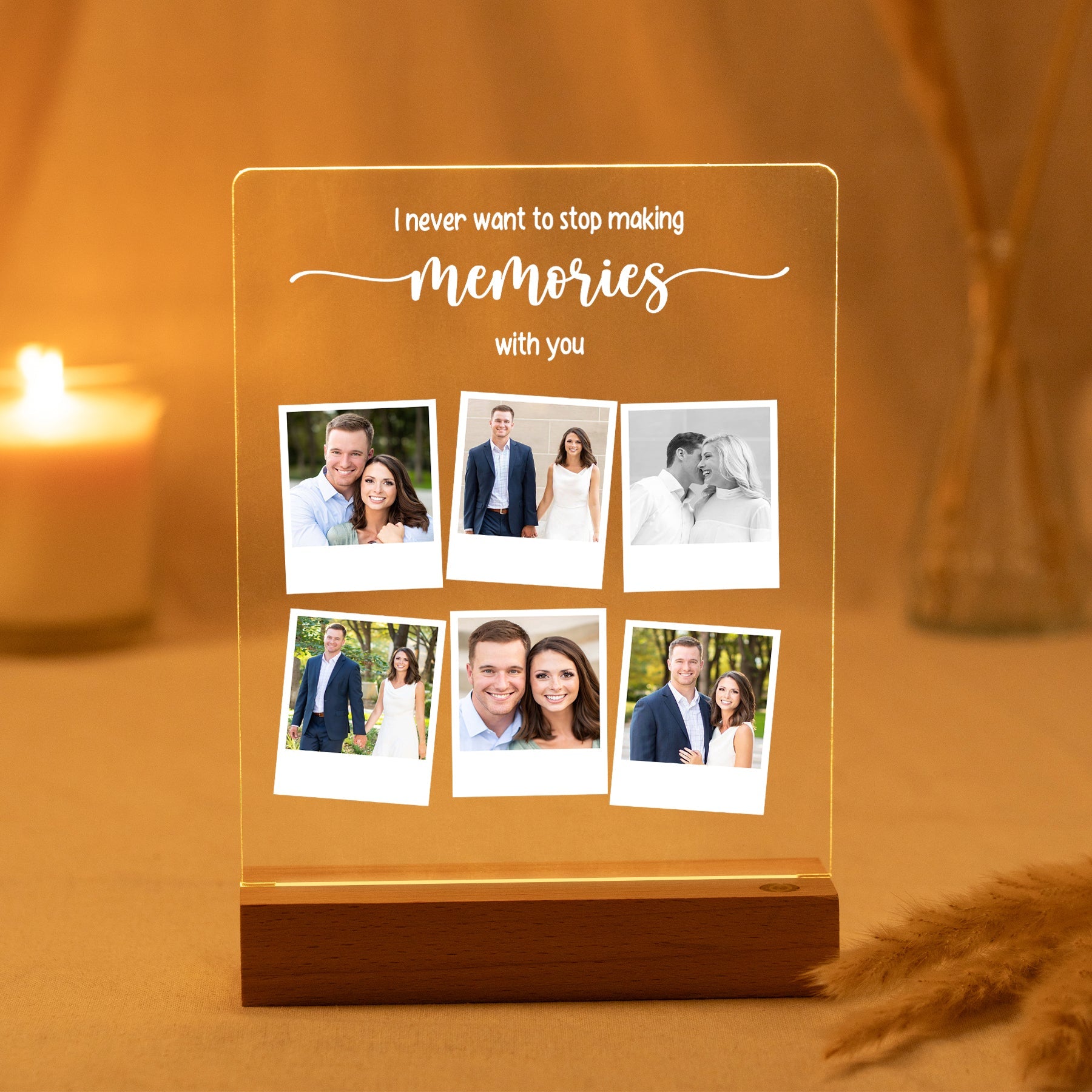 Personalized LED Photo Frame with Your Photos and Romantic Quote